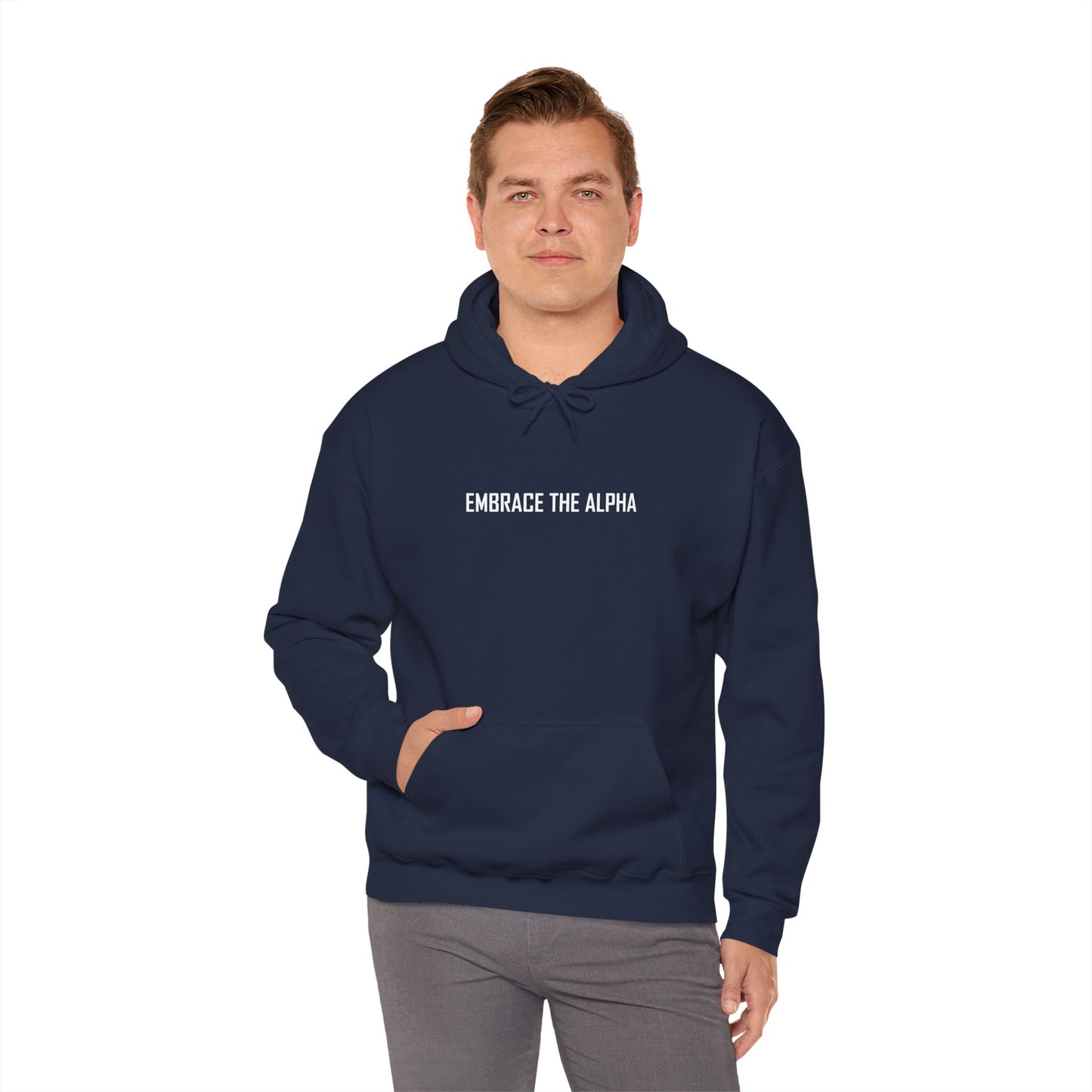 Alpha Embrace Hoodie, Unisex Sweatshirt, Cozy Gift, Spiritual Wear, Inspirational Clothing, Everyday Comfort