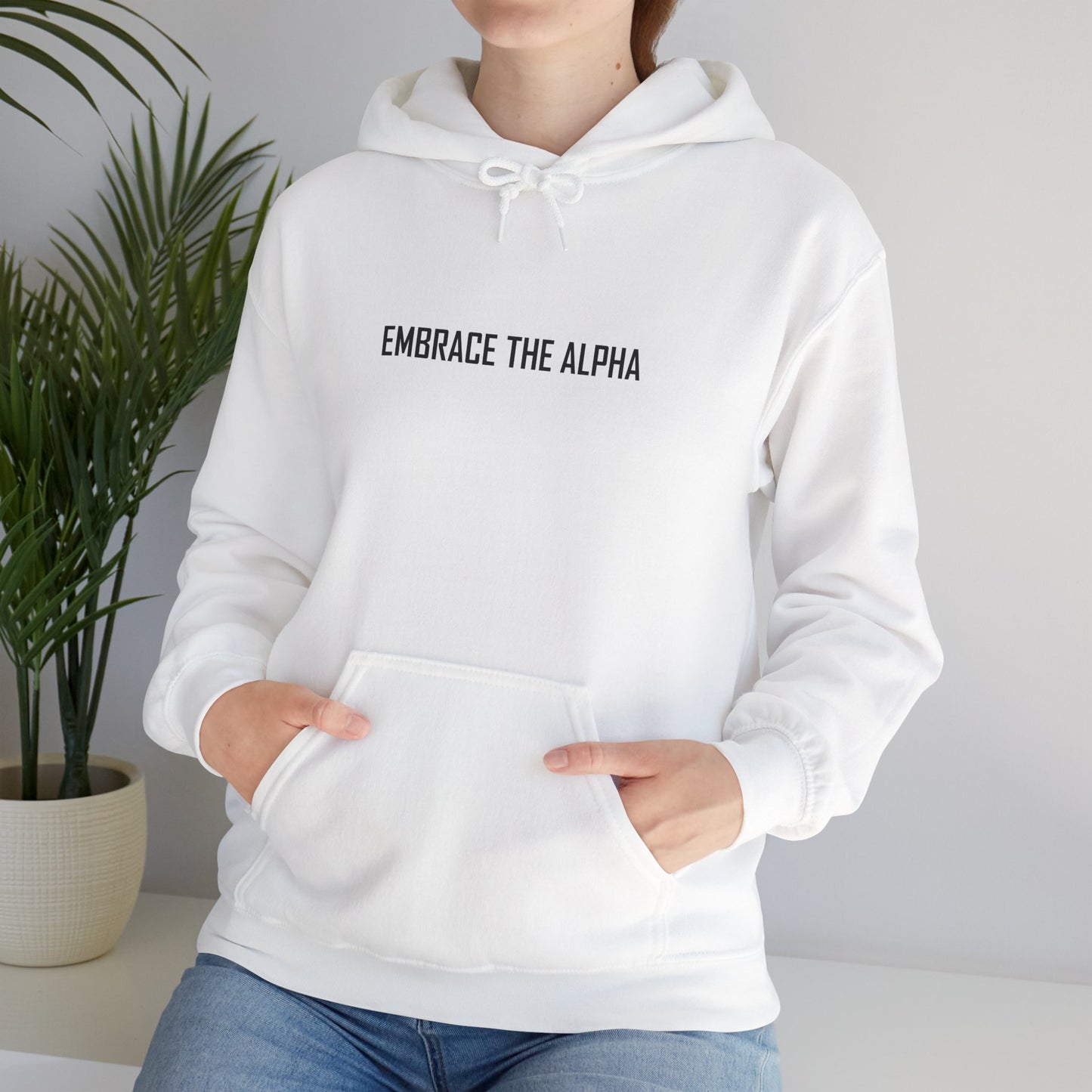 Alpha Embrace Hoodie, Unisex Sweatshirt, Cozy Gift, Spiritual Wear, Inspirational Clothing, Everyday Comfort