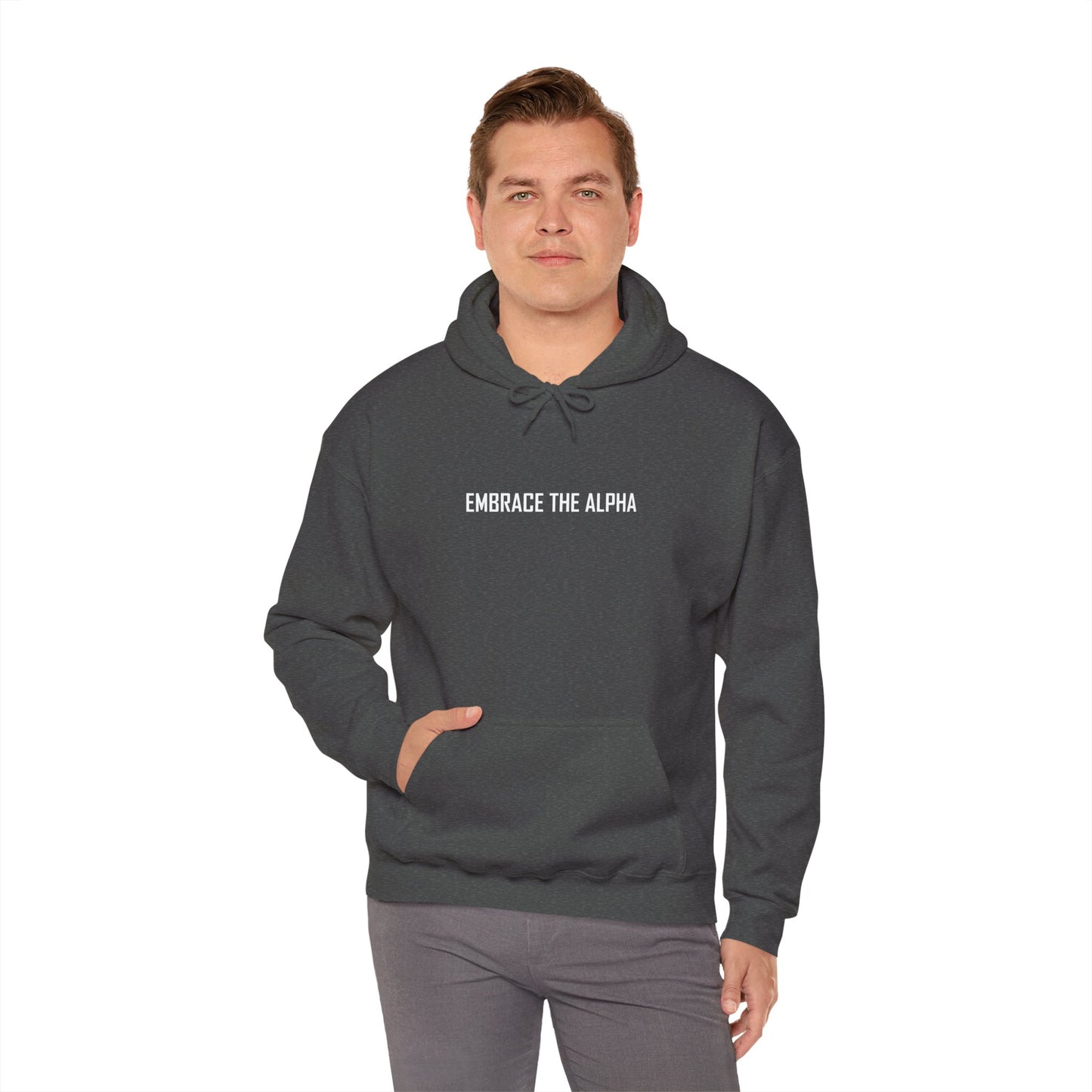 Alpha Embrace Hoodie, Unisex Sweatshirt, Cozy Gift, Spiritual Wear, Inspirational Clothing, Everyday Comfort