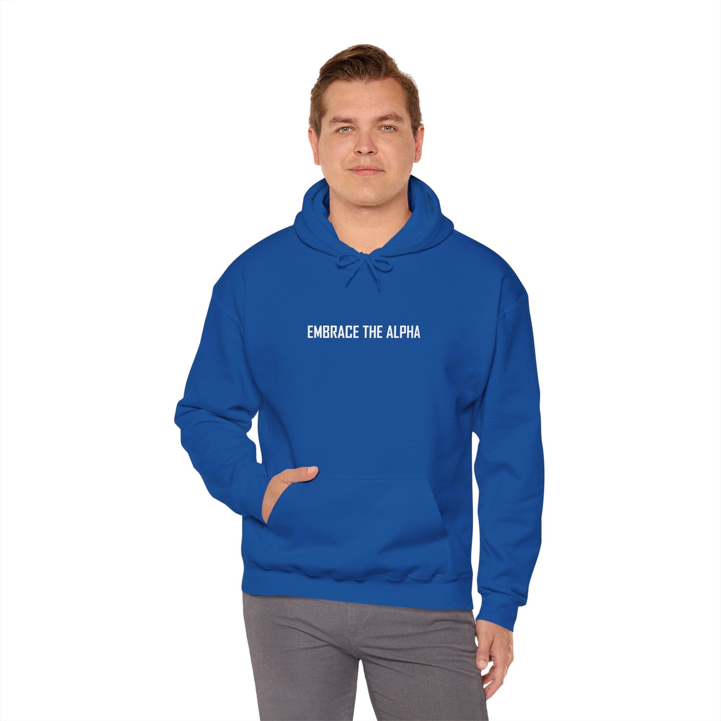 Alpha Embrace Hoodie, Unisex Sweatshirt, Cozy Gift, Spiritual Wear, Inspirational Clothing, Everyday Comfort