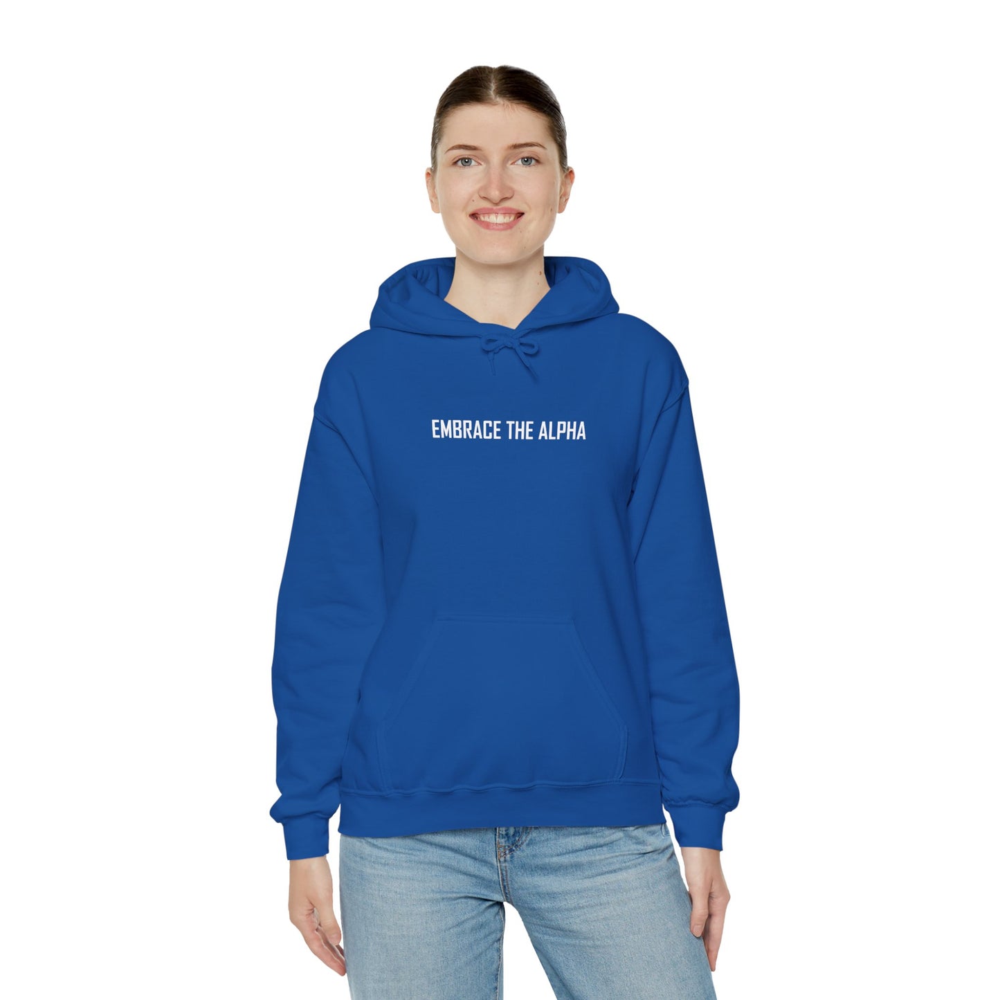 Alpha Embrace Hoodie, Unisex Sweatshirt, Cozy Gift, Spiritual Wear, Inspirational Clothing, Everyday Comfort