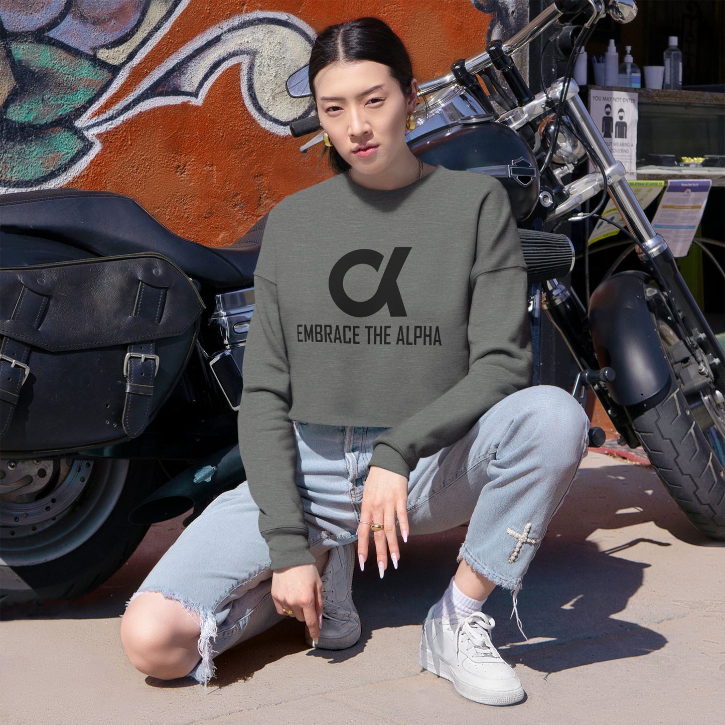 Cropped Sweatshirt - Women's Large Center Logo