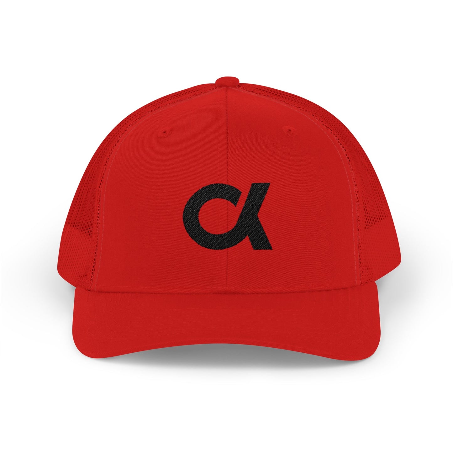 Trucker Cap with Distressed Alpha Logo — Casual Snapback Mesh Hat