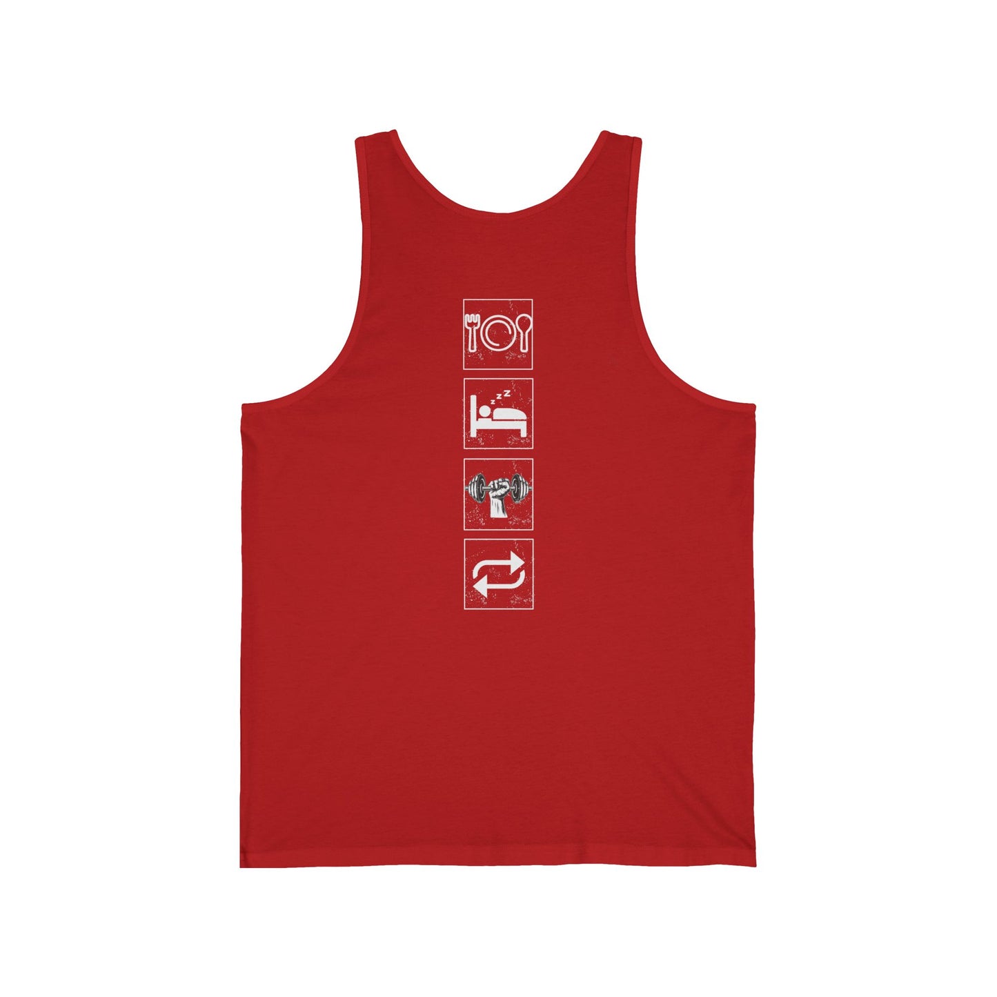 Unisex Jersey Tank Top with Minimalist Logo, Casual Summer Wear, Gym & Workout Top, Graphic Tank for Fitness and Relaxation