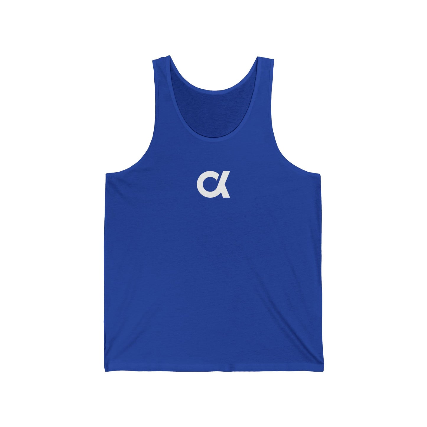 Unisex Jersey Tank Top with Minimalist Logo, Casual Summer Wear, Gym & Workout Top, Graphic Tank for Fitness and Relaxation