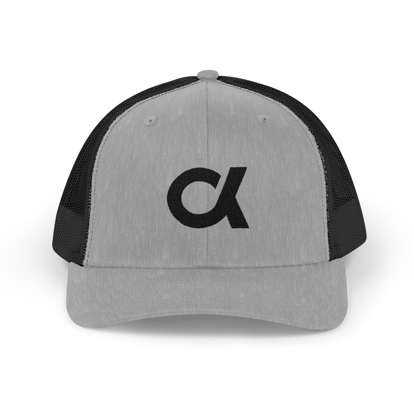 Trucker Cap with Distressed Alpha Logo — Casual Snapback Mesh Hat