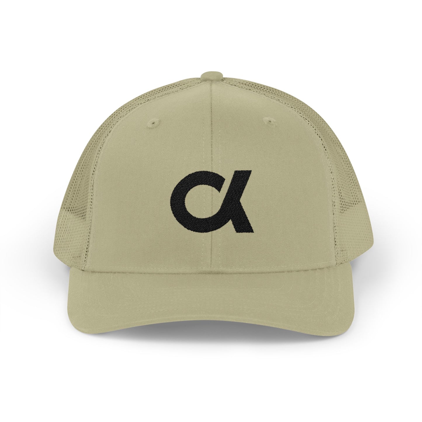 Trucker Cap with Distressed Alpha Logo — Casual Snapback Mesh Hat