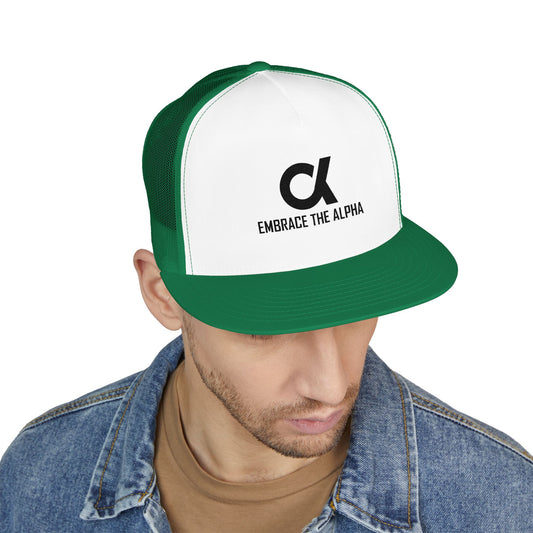 Embrace the Alpha 5 Panel Trucker Cap, Casual Hat, Adjustable Cap, Stylish Headwear for Outdoor Activities, Perfect Gift for Him