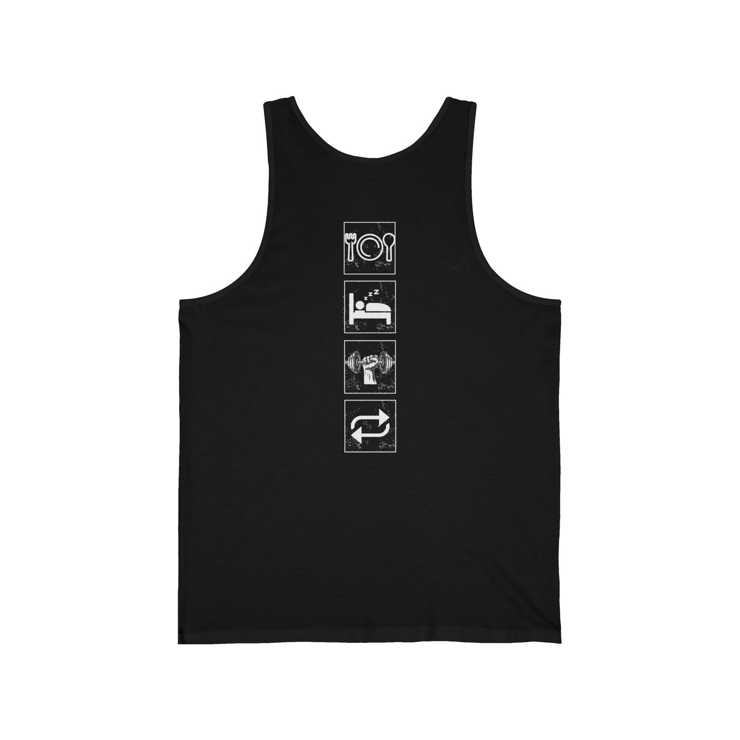 Unisex Jersey Tank Top with Minimalist Logo, Casual Summer Wear, Gym & Workout Top, Graphic Tank for Fitness and Relaxation