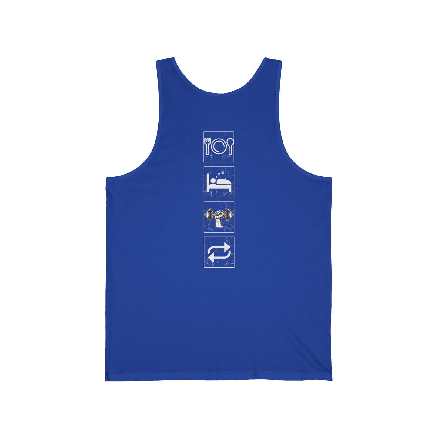 Unisex Jersey Tank Top with Minimalist Logo, Casual Summer Wear, Gym & Workout Top, Graphic Tank for Fitness and Relaxation