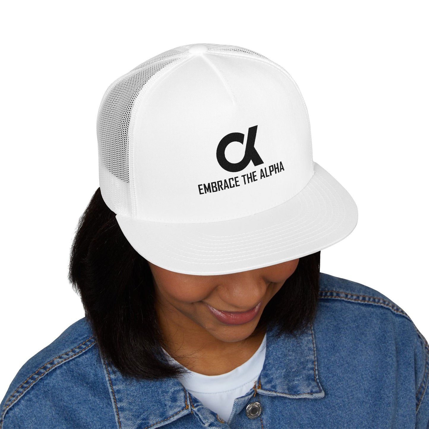 Embrace the Alpha 5 Panel Trucker Cap, Casual Hat, Adjustable Cap, Stylish Headwear for Outdoor Activities, Perfect Gift for Him
