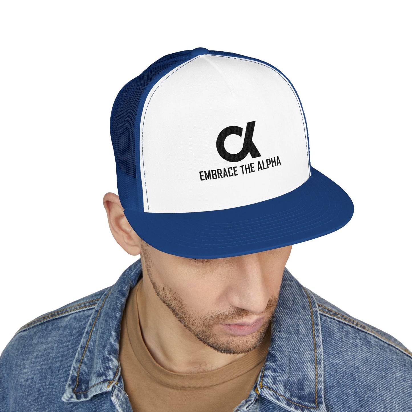Embrace the Alpha 5 Panel Trucker Cap, Casual Hat, Adjustable Cap, Stylish Headwear for Outdoor Activities, Perfect Gift for Him