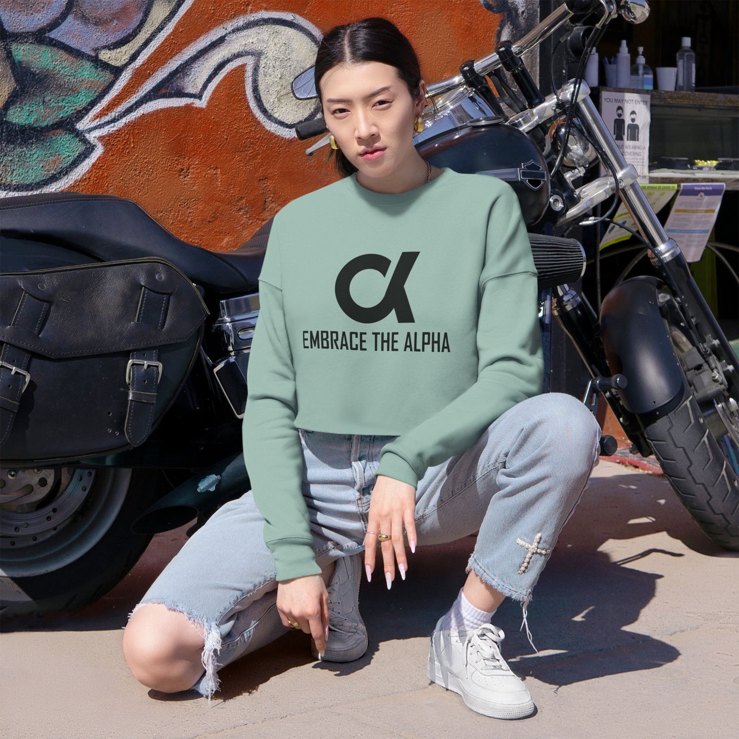 Cropped Sweatshirt - Women's Large Center Logo