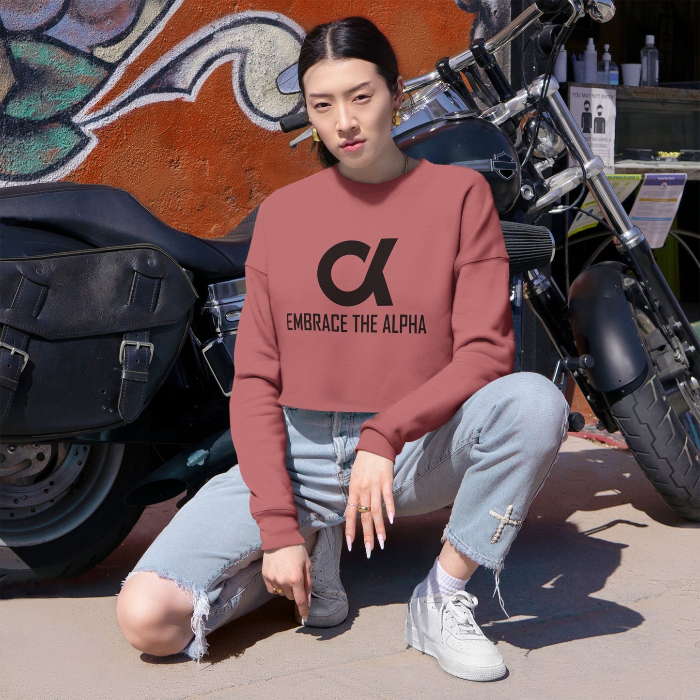 Cropped Sweatshirt - Women's Large Center Logo